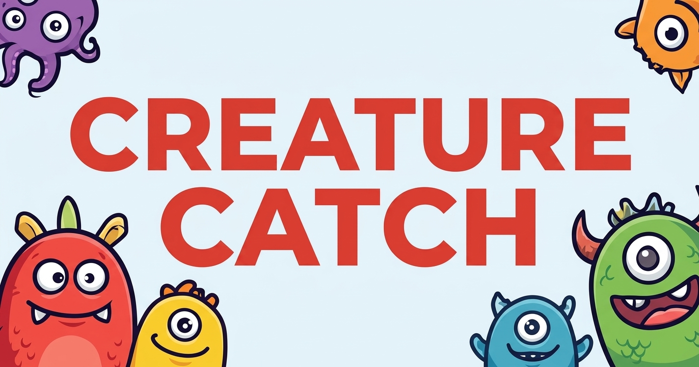 The Creature Catch title screen with four creatures